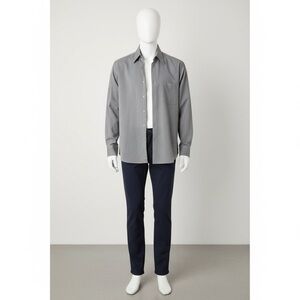 Christian Dior gray button men’s shirt cotton/polyester blend size 18 neck 34/35